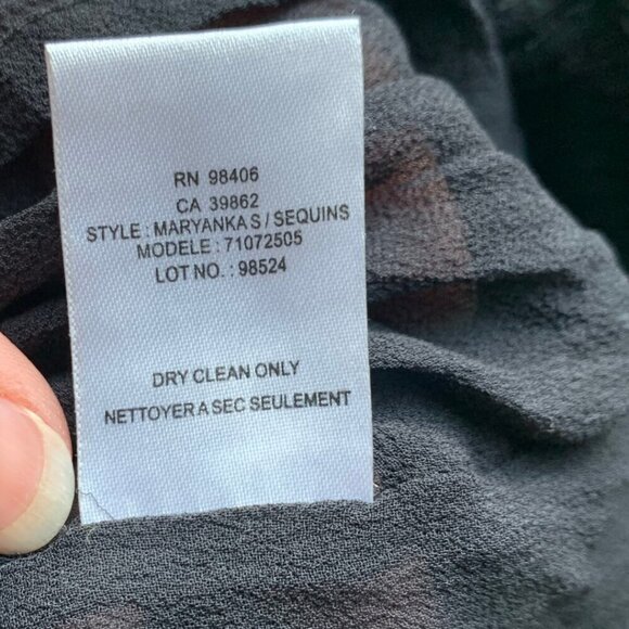 Theory Maryanka Black Silk Sequin Cap Sleeve Shift Dress Womens Size 0 - Picture 6 of 6